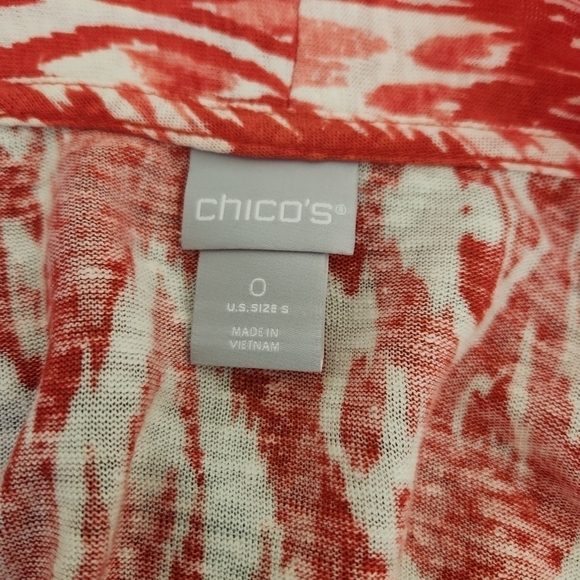 CHICO'S 100% Linen Open Cardigan Women's Red & White, sz 0 (XS) - Picture 6 of 9